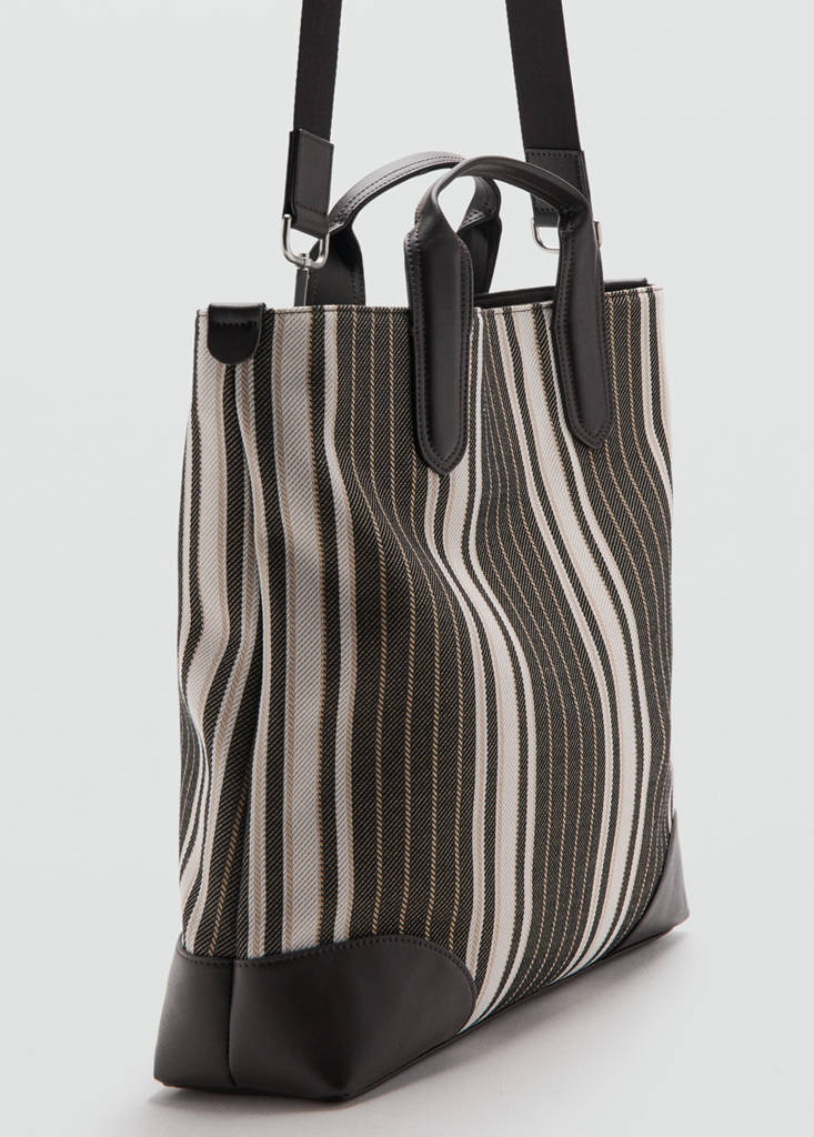 Striped tote bag — Brown