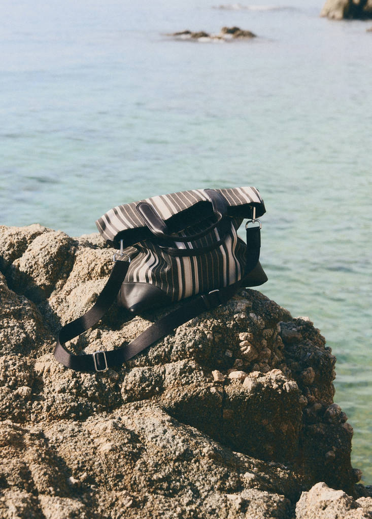 Striped tote bag — Brown