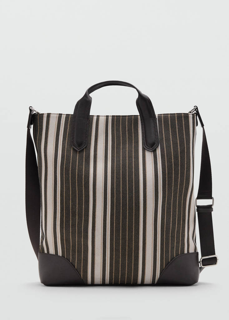 Striped tote bag — Brown