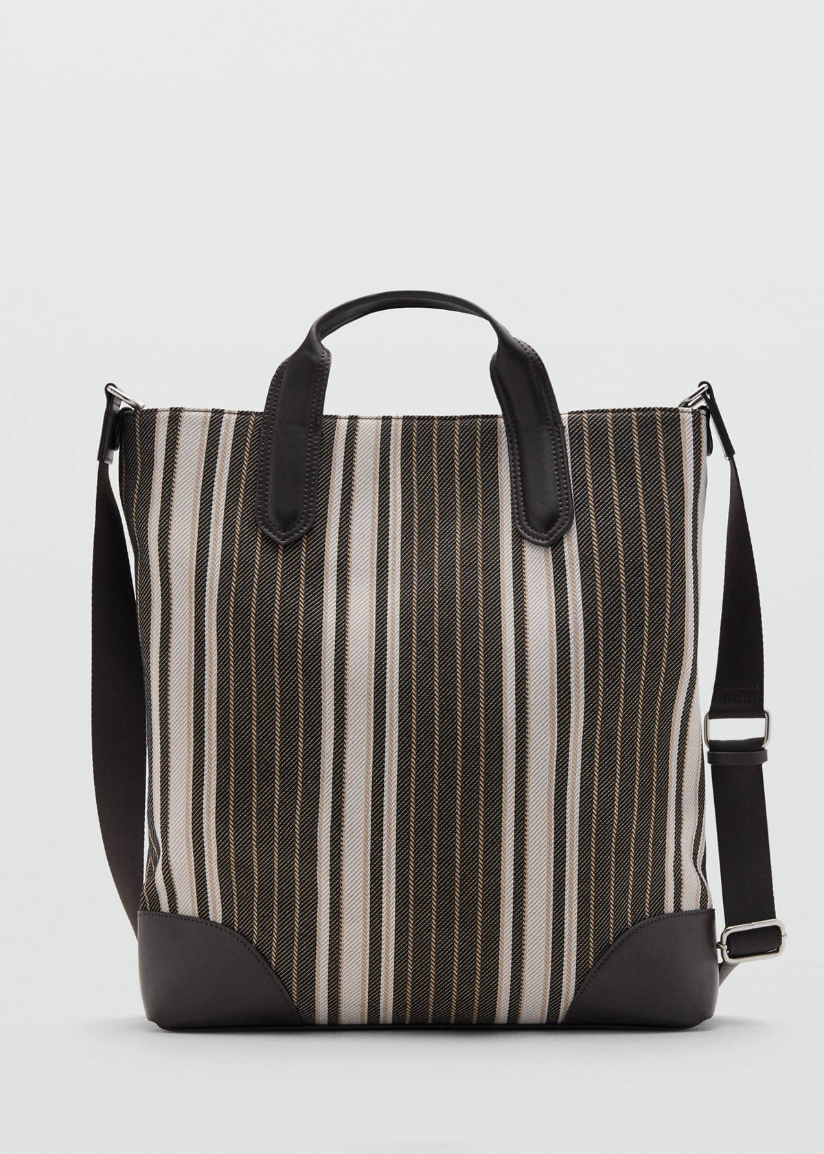 Striped tote bag — Brown