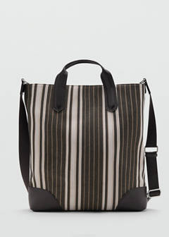 Striped tote bag — Brown 1