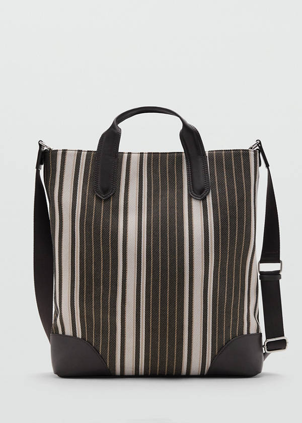 Striped tote bag — Brown