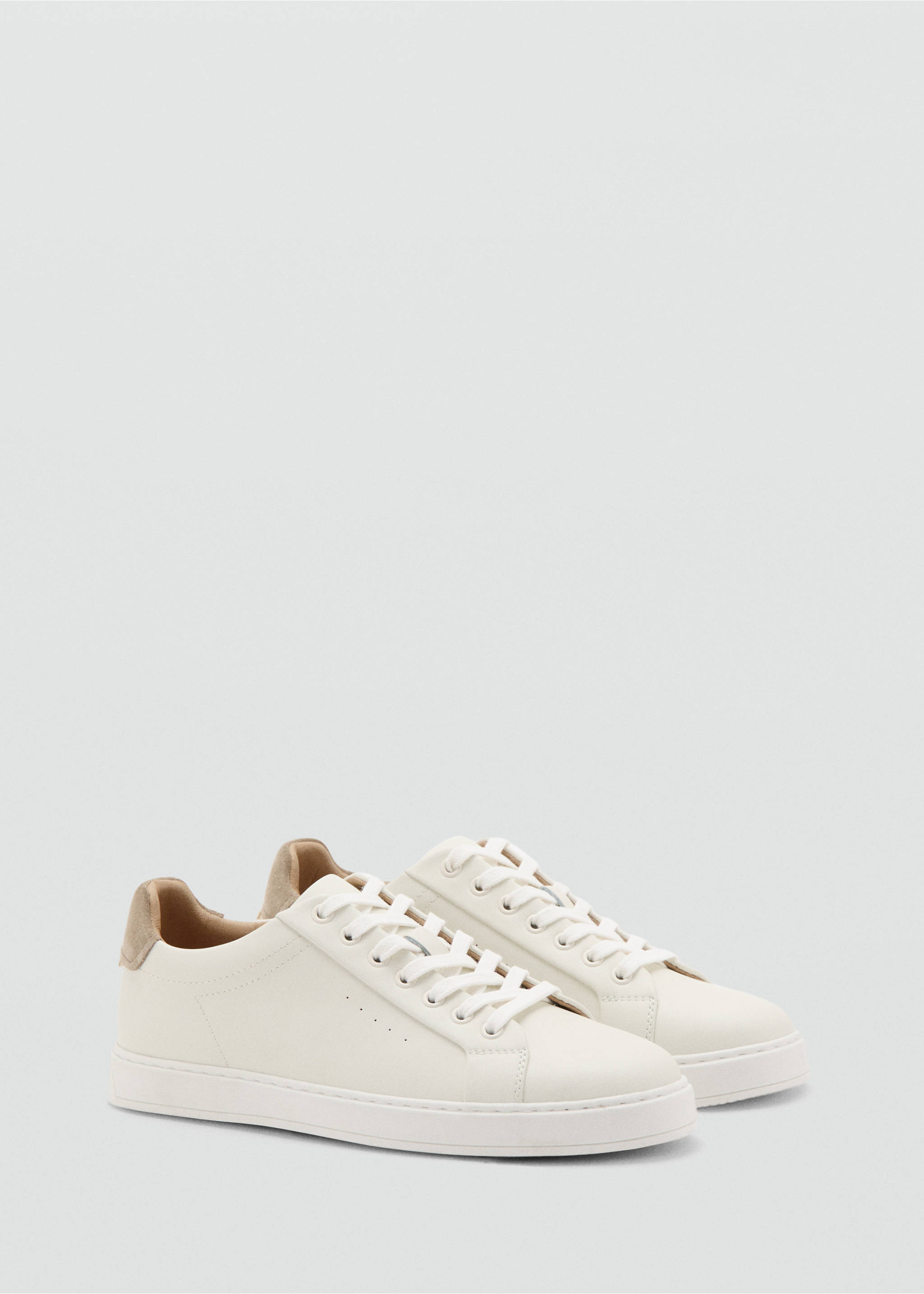 Contrasting panel leather sneakers - Medium plane, White. Ref: 37021359-00.