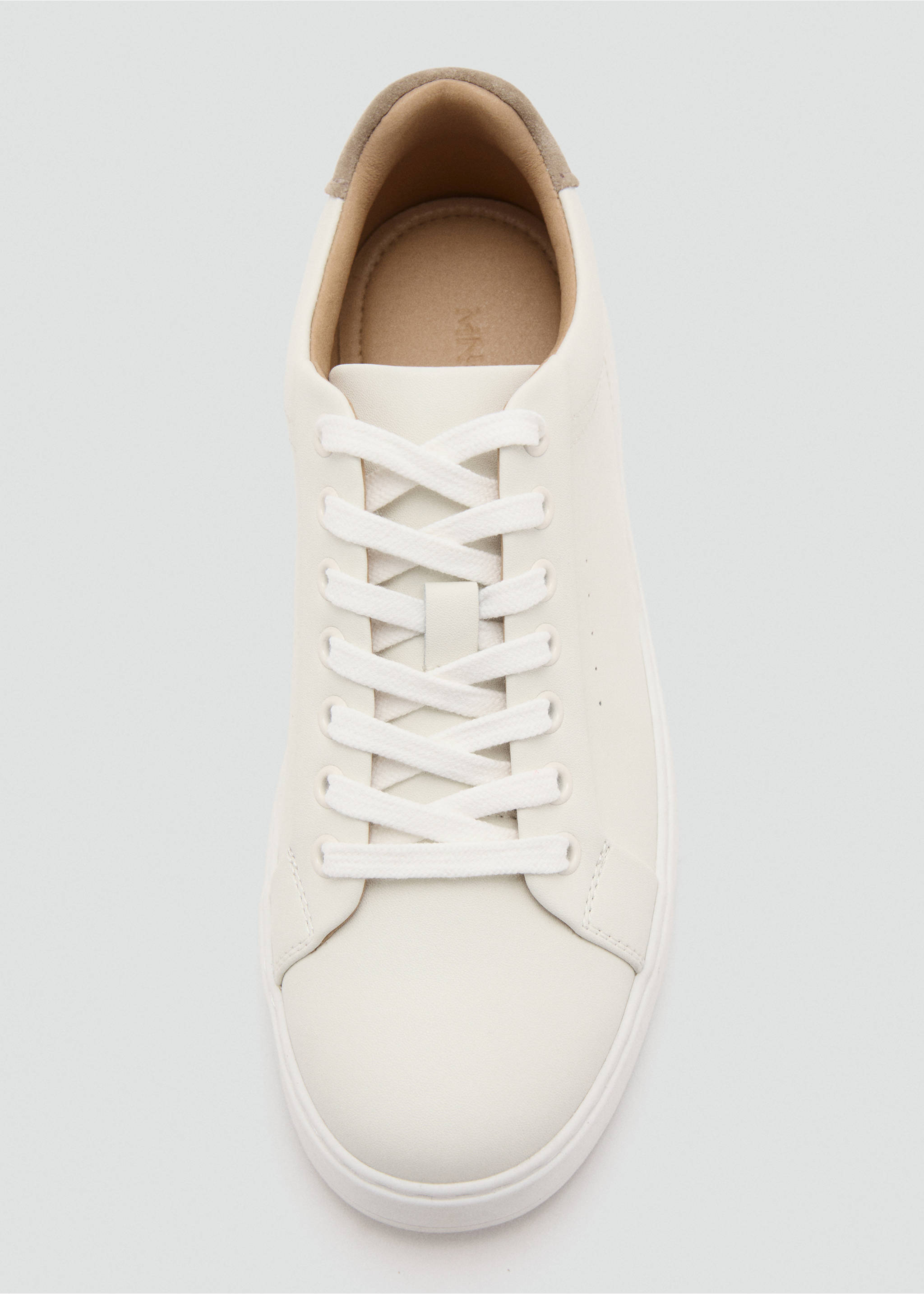 Contrasting panel leather sneakers - Details of the article 2, White. Ref: 37021359-00.