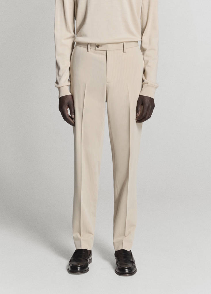 Milan slim-fit suit trousers — Beige