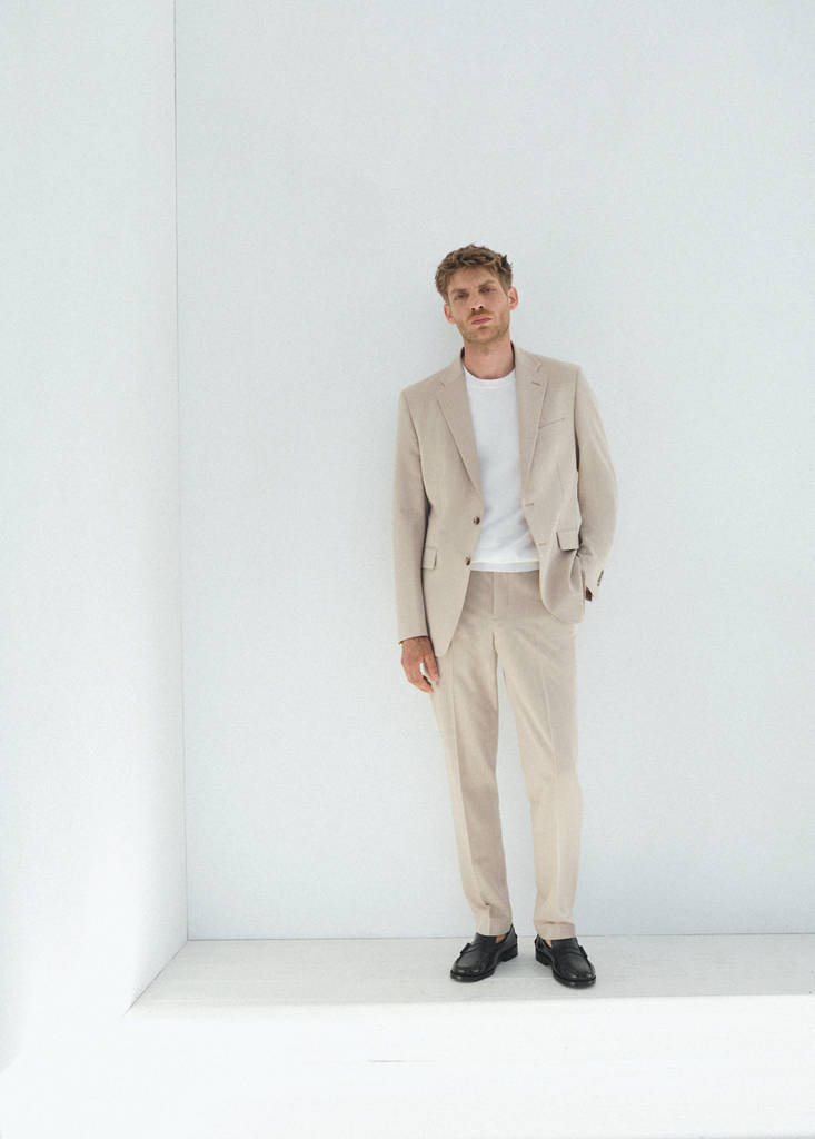 Milan slim-fit suit trousers — Beige