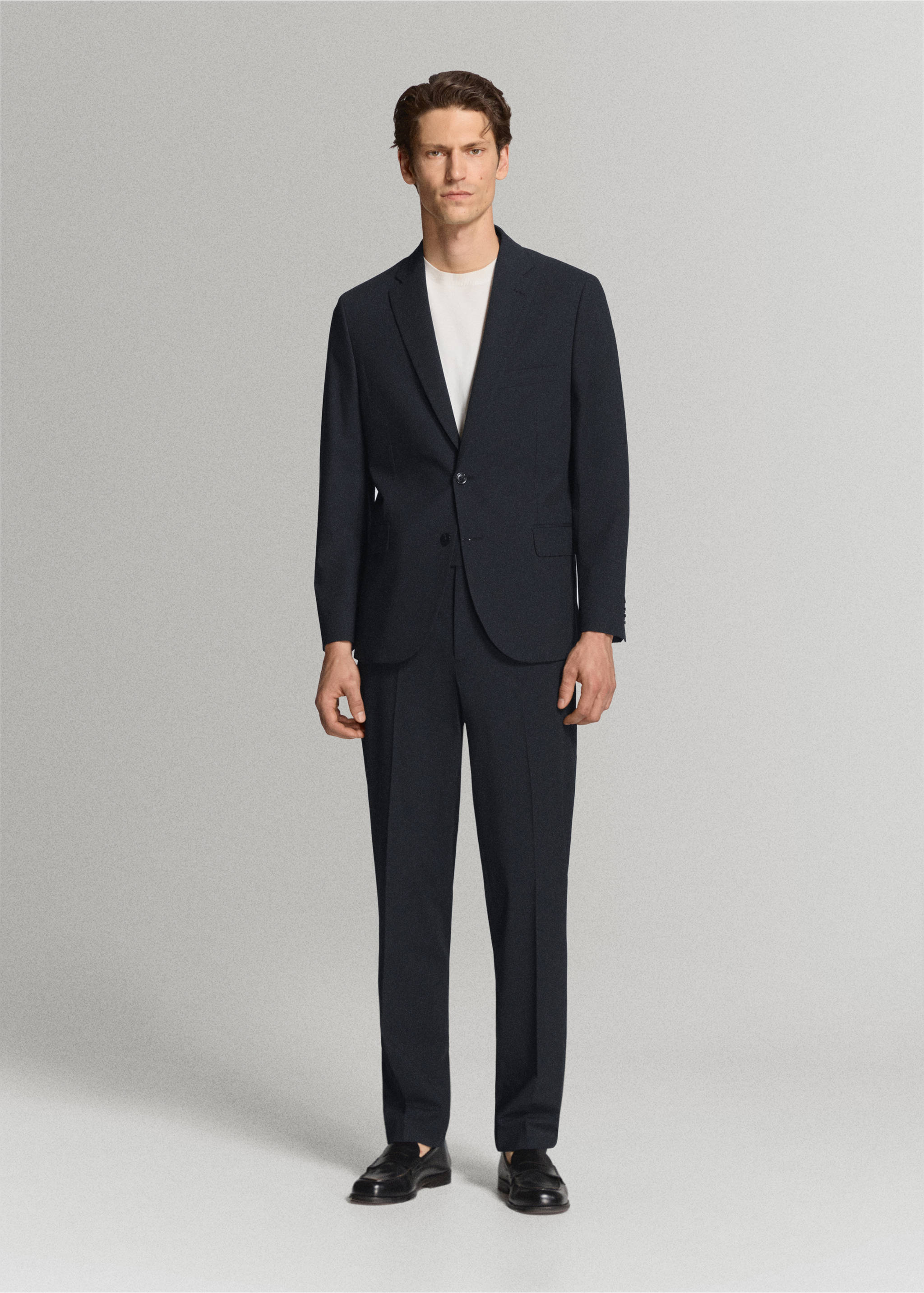Pantalon de costume London regular-fit - Plan général, Bleu marine. Ref: 37021363-01.