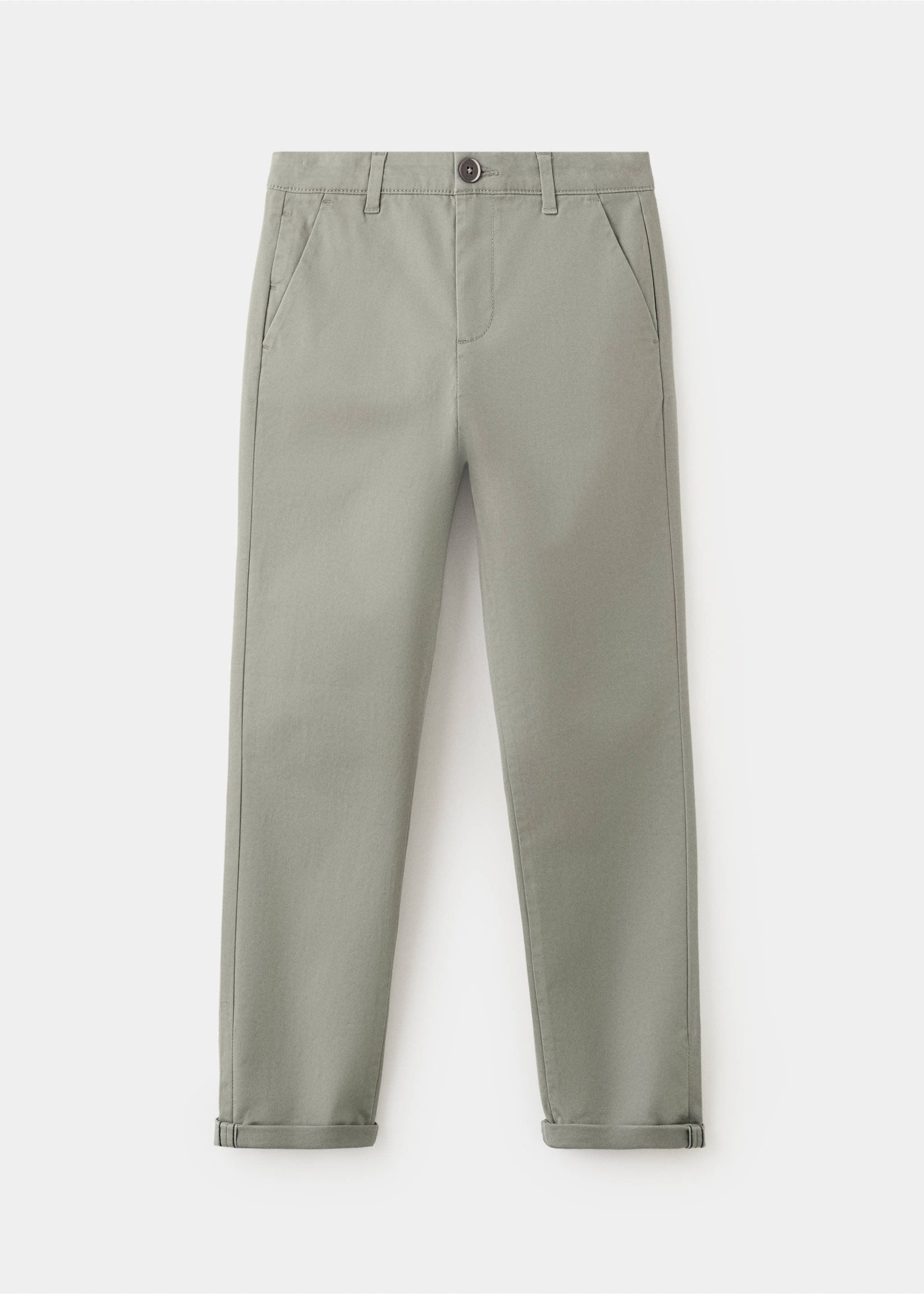Chino trousers with turn-up hem - Article without model, Khaki. Ref: 37021365-00.