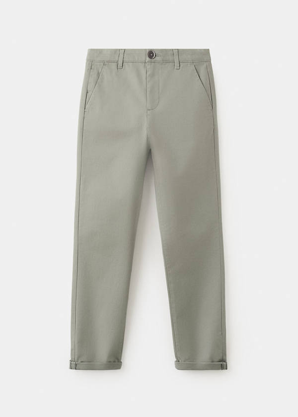Chino trousers with turn-up hem — Khaki
