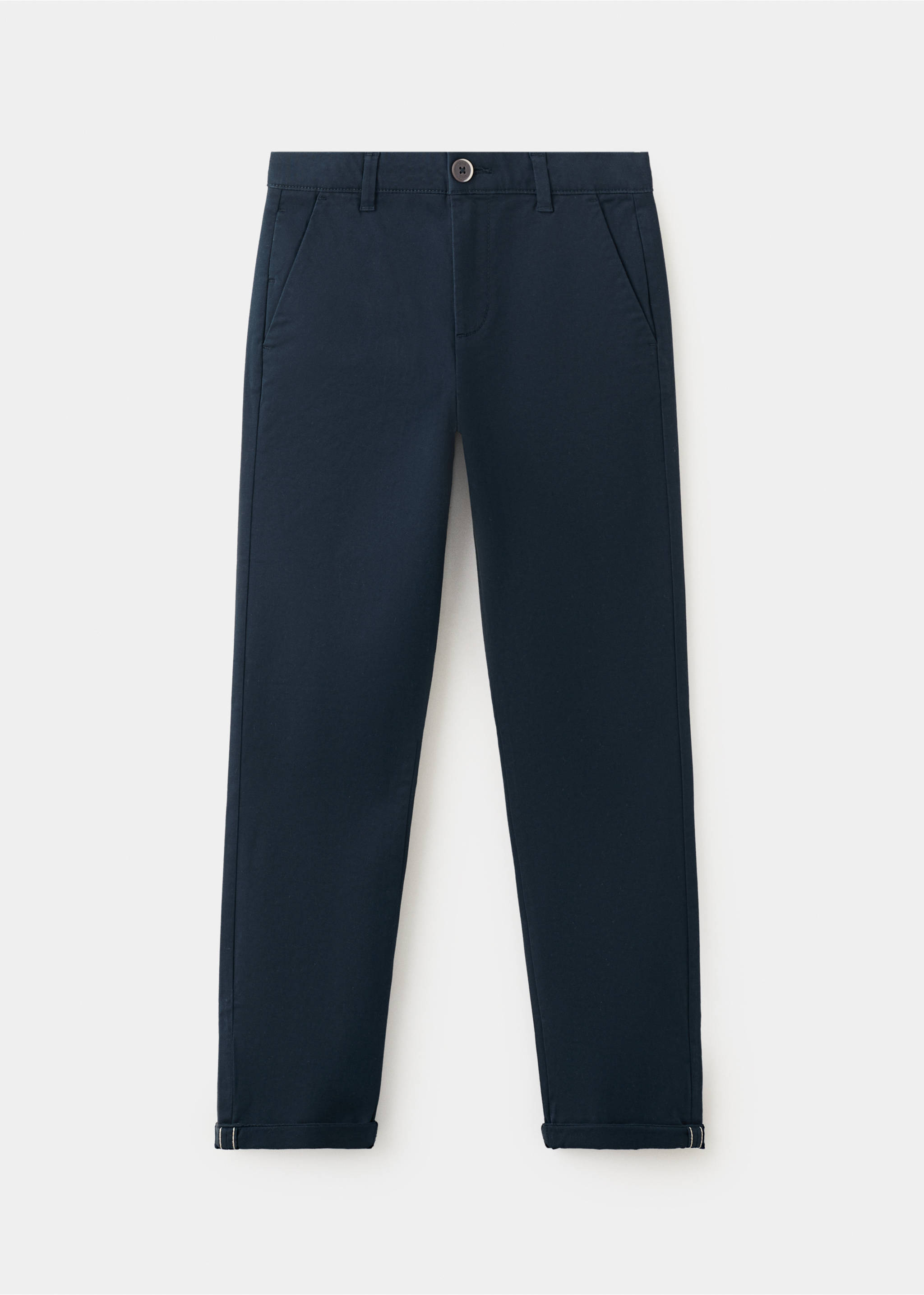 Chino trousers with turn-up hem - Article without model, Navy. Ref: 37021365-00.
