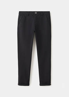 Chino trousers with turn-up hem — Black 1