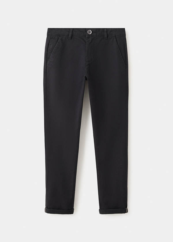Chino trousers with turn-up hem — Black
