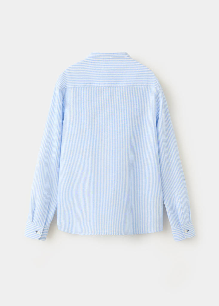 Striped linen-blend shirt — Blue