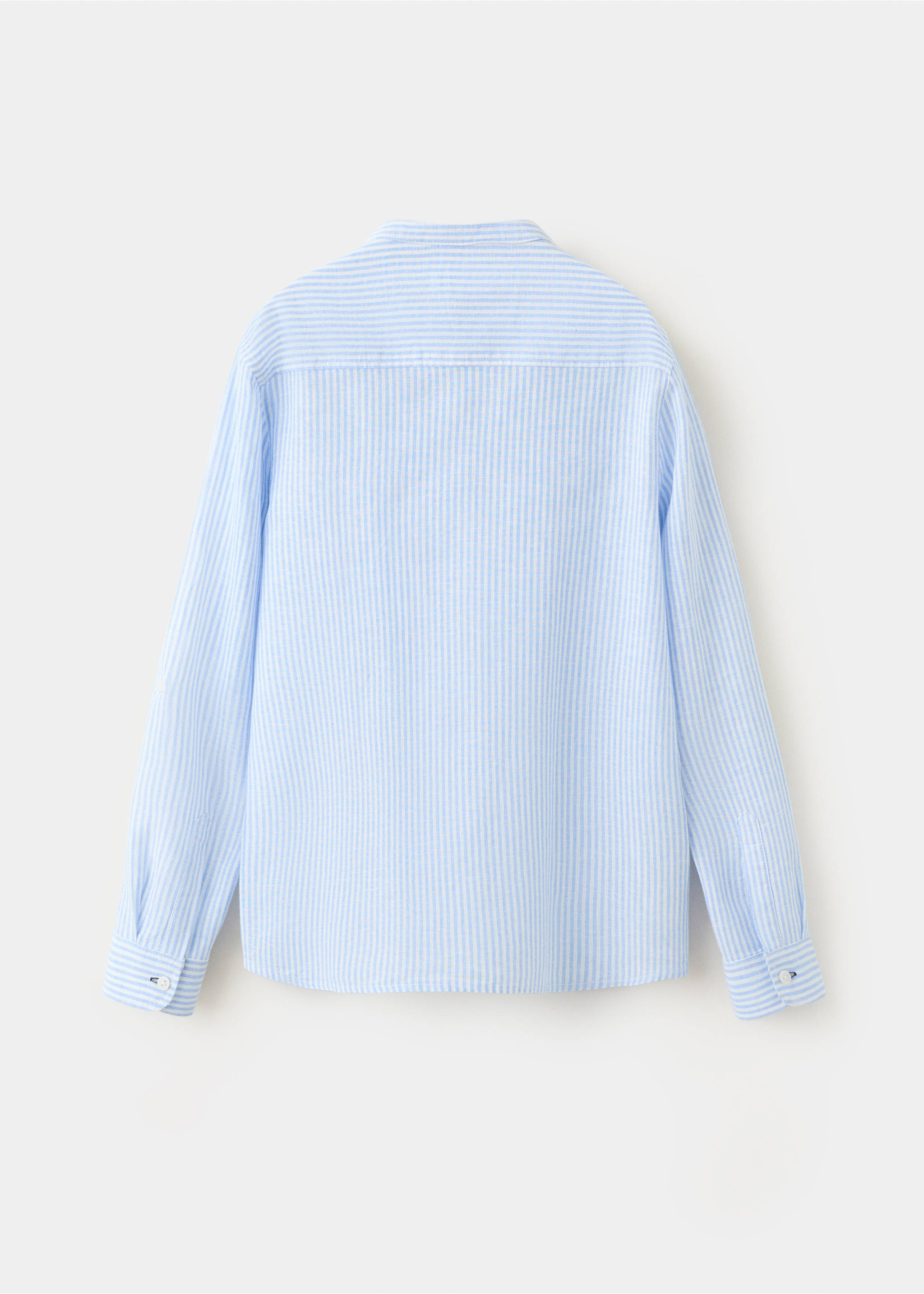 Striped linen-blend shirt - Reverse of the article, Blue. Ref: 37021366-00.
