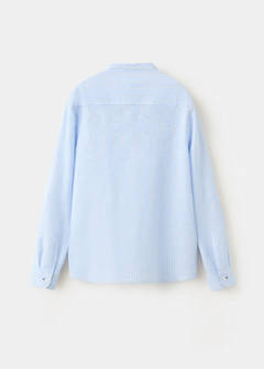 Striped linen-blend shirt — Blue 3