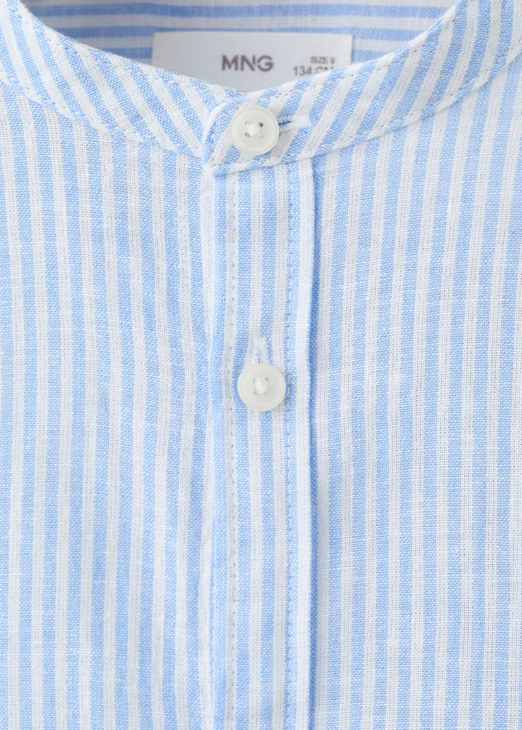 Striped linen-blend shirt — Blue