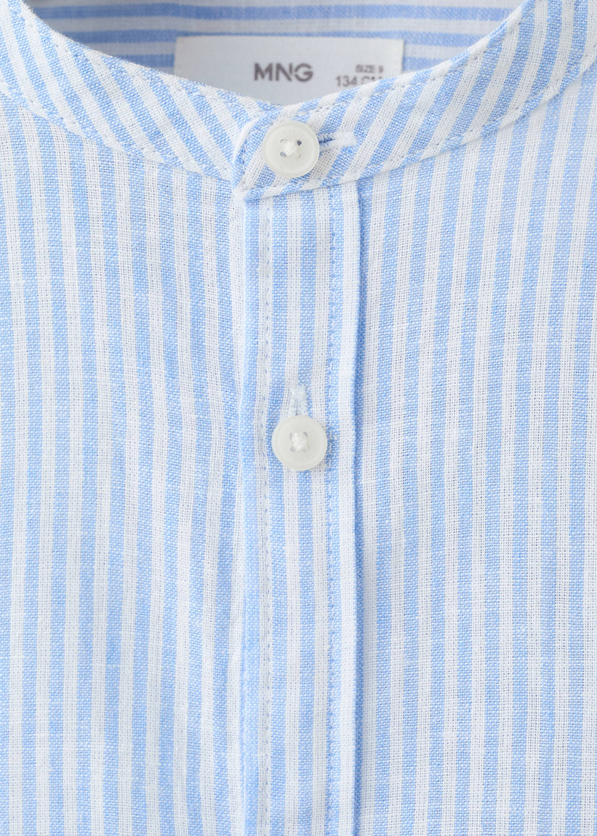 Striped linen-blend shirt — Blue