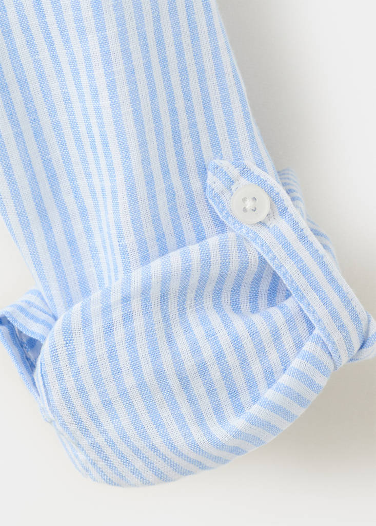 Striped linen-blend shirt — Blue