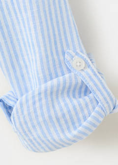 Striped linen-blend shirt — Blue 4