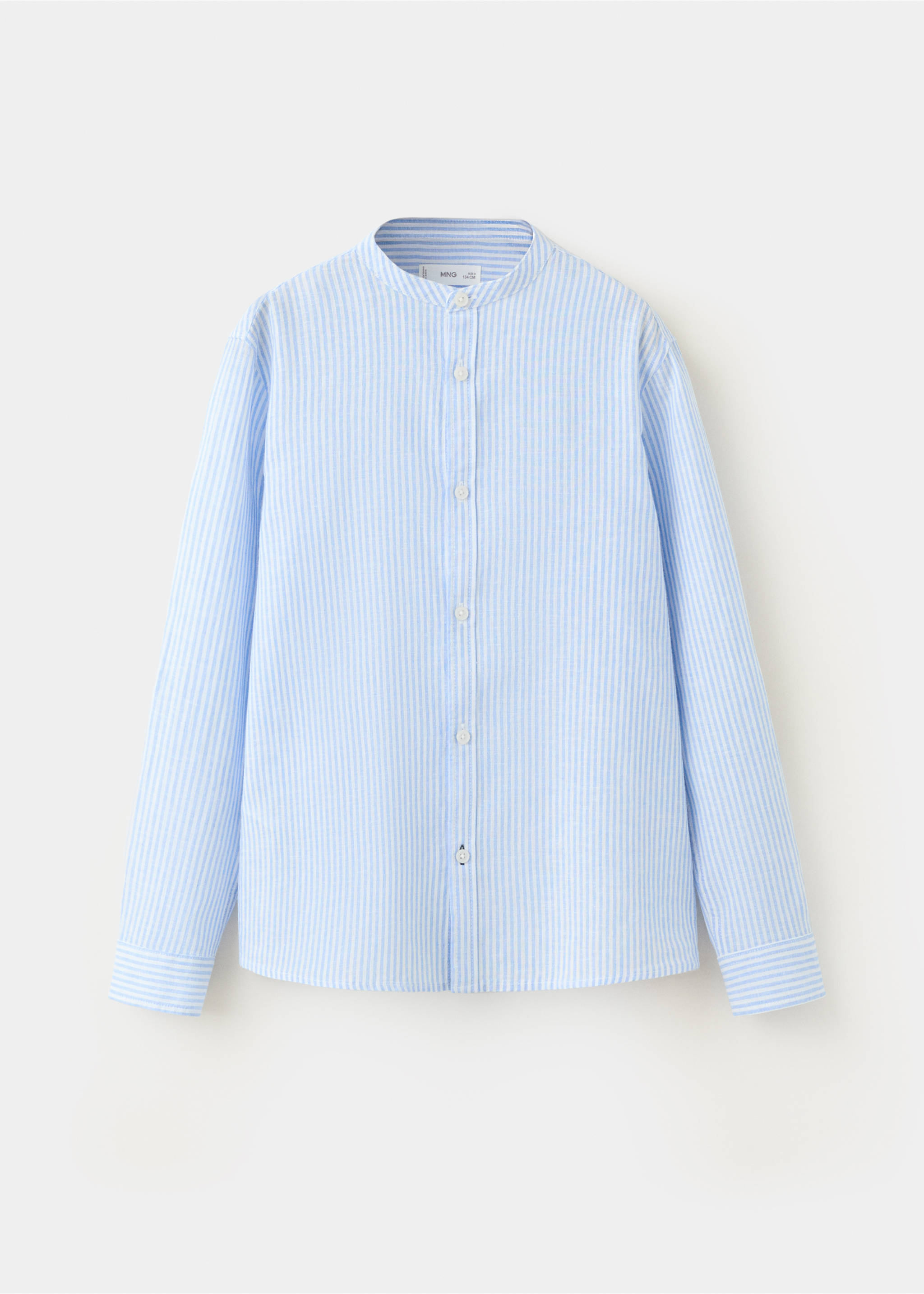 Striped linen-blend shirt - Article without model, Blue. Ref: 37021366-00.