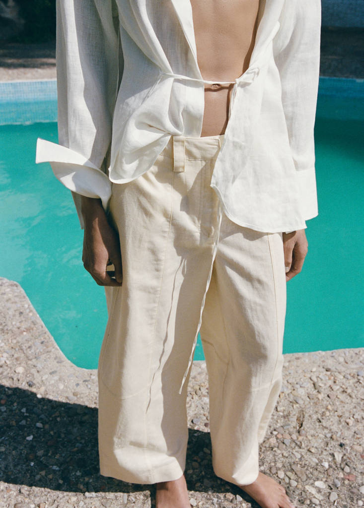 Linen balloon trousers — Ecru