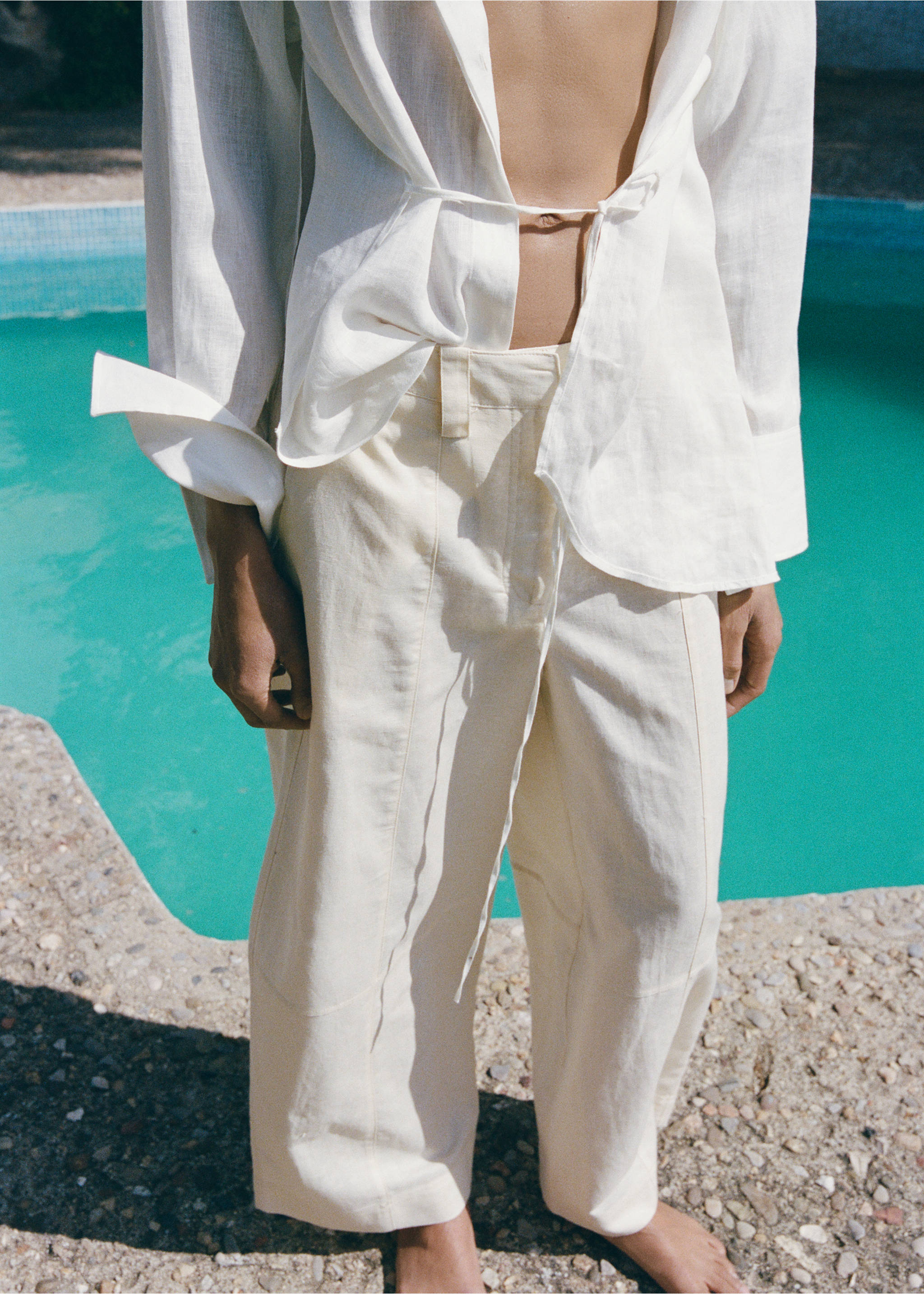 Linen balloon trousers - Medium plane, Ecru. Ref: 37021368-00.
