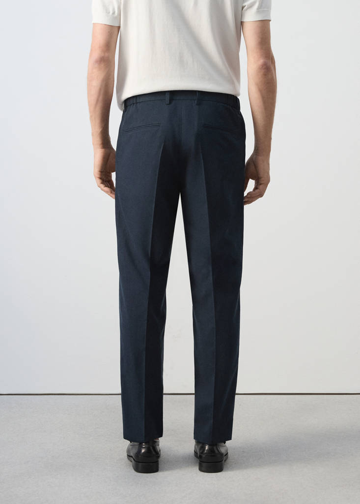 Slim fit linen lyocell blend trousers — Navy