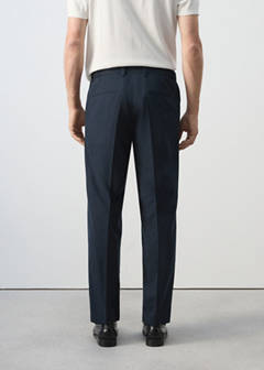 Slim fit linen lyocell blend trousers — Navy 3