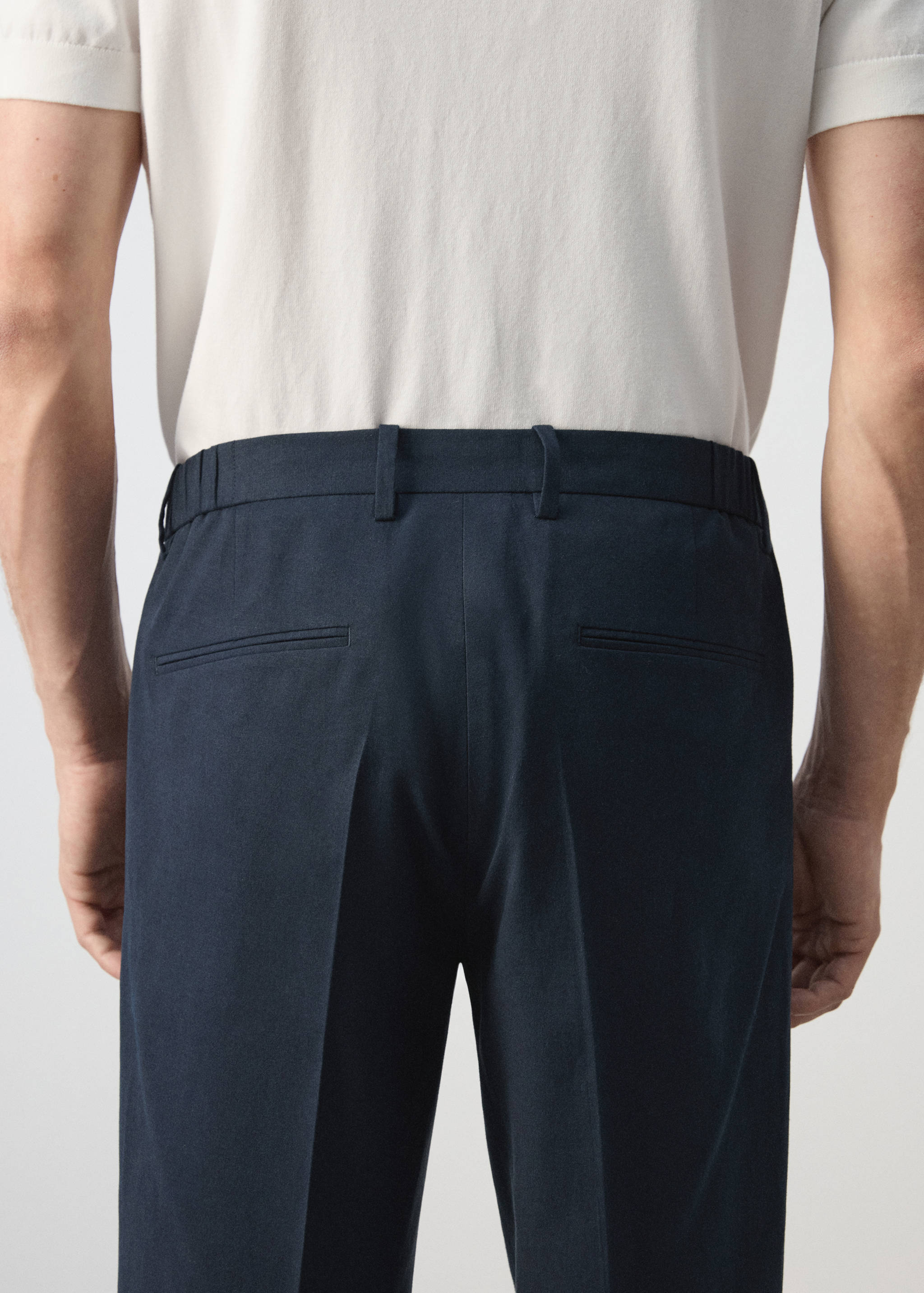Slim fit linen lyocell blend trousers - Details of the article 3
