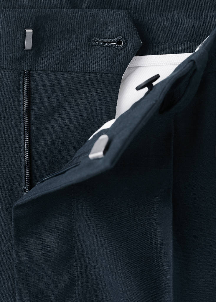 Slim fit linen lyocell blend trousers — Navy