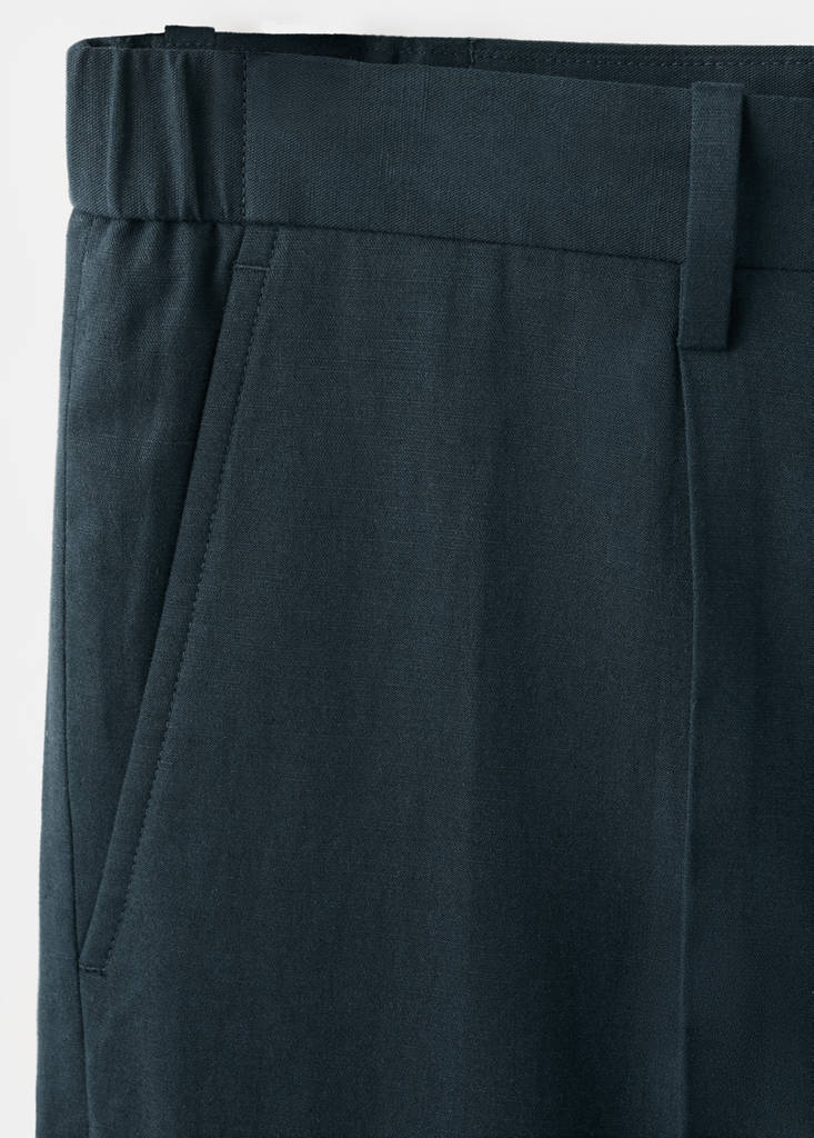 Slim fit linen lyocell blend trousers — Navy