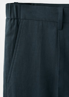 Slim fit linen lyocell blend trousers — Navy 10