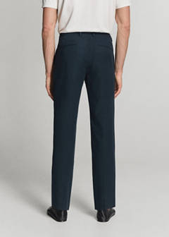 Slim fit linen lyocell blend trousers — Navy 13