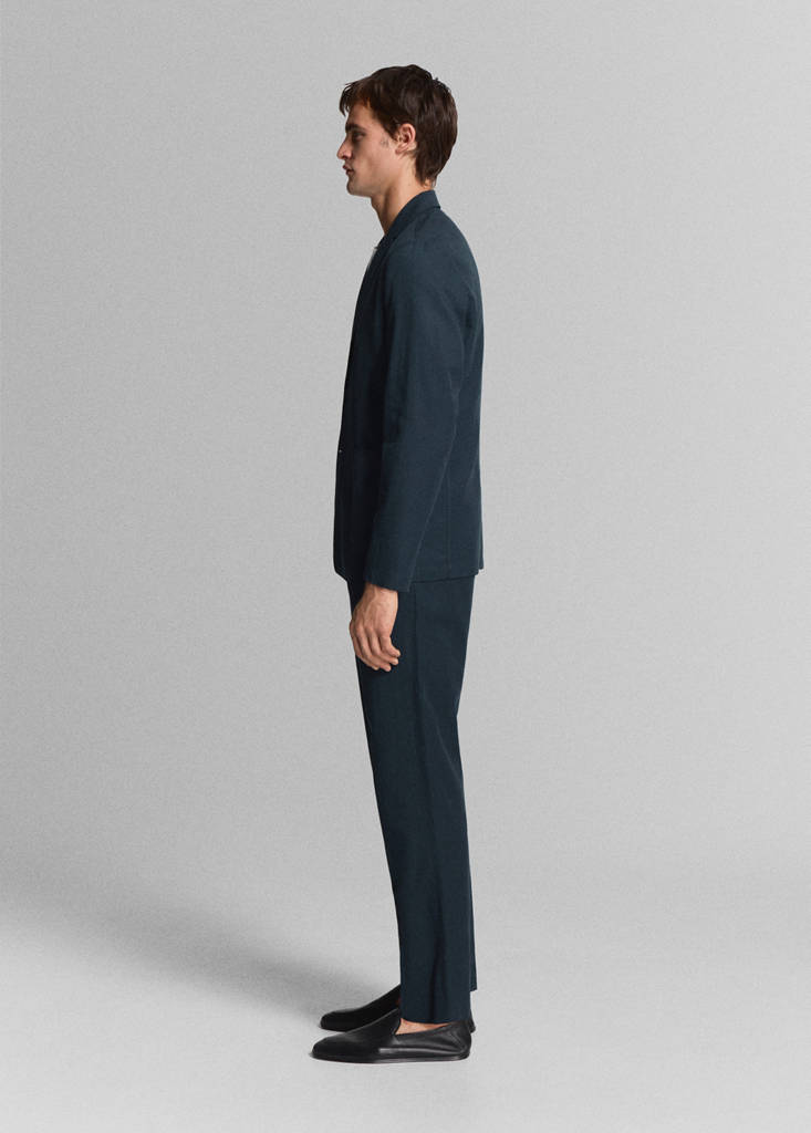 Slim fit linen lyocell blend trousers — Navy