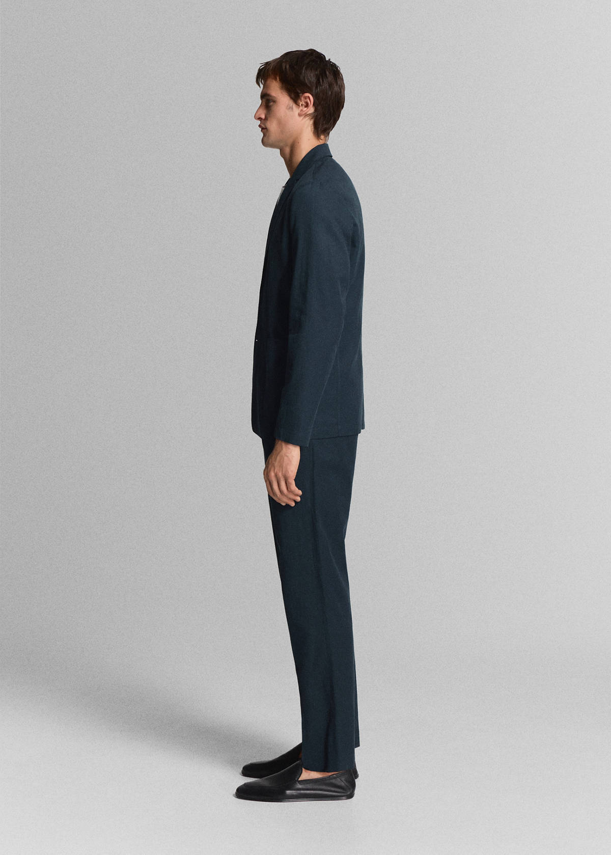 Slim fit linen lyocell blend trousers — Navy