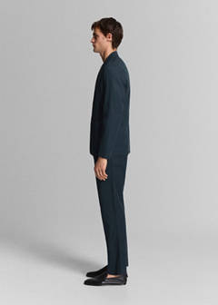 Slim fit linen lyocell blend trousers — Navy 15