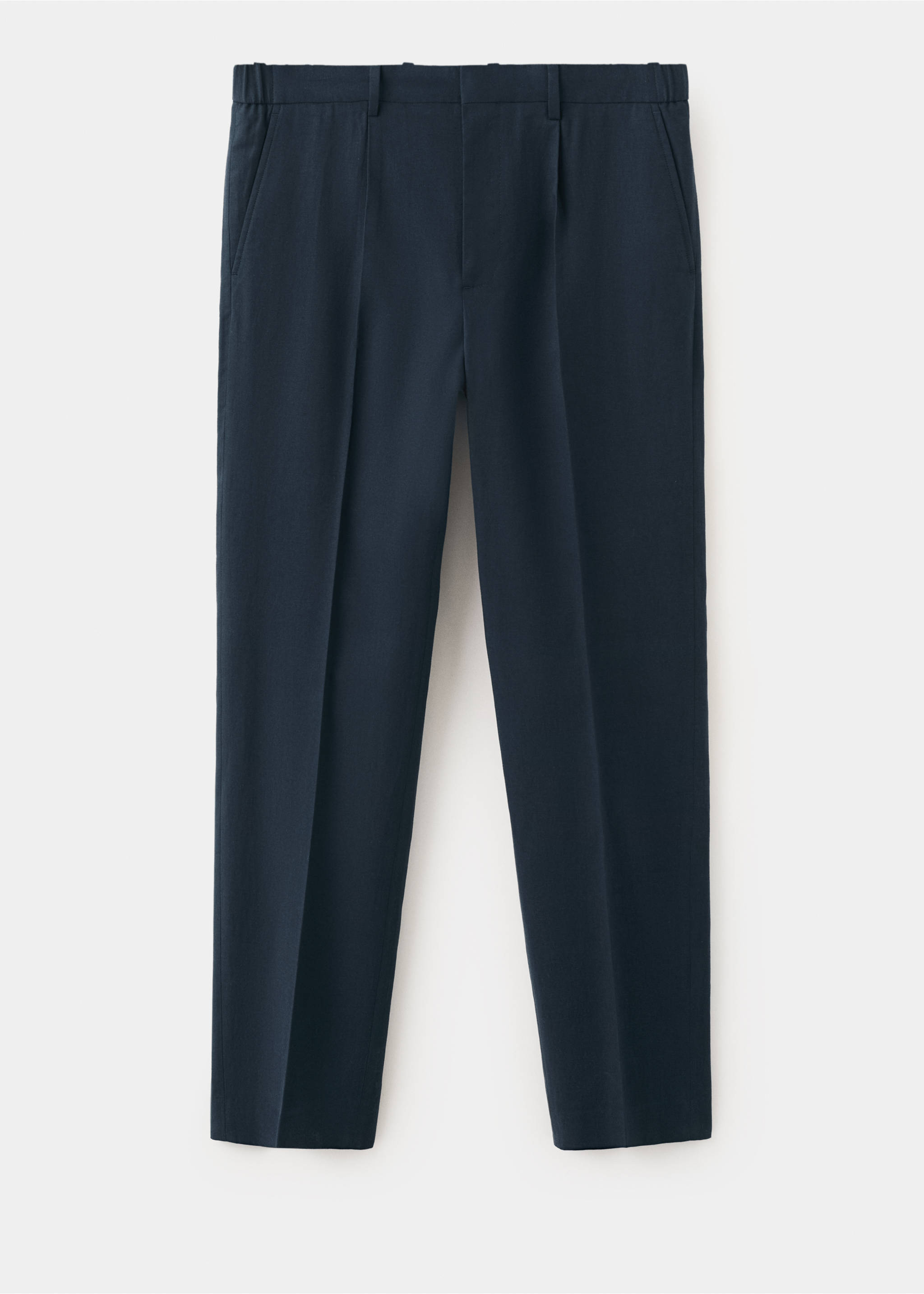 Pantalon slim-fit mélange de lin lyocell - Article sans modèle, Bleu marine. Ref: 37021369-01.