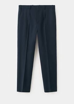 Slim fit linen lyocell blend trousers — Navy 8