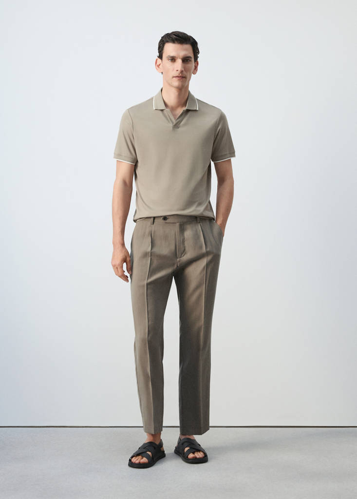 Plain polo with contrast details — Ivory White