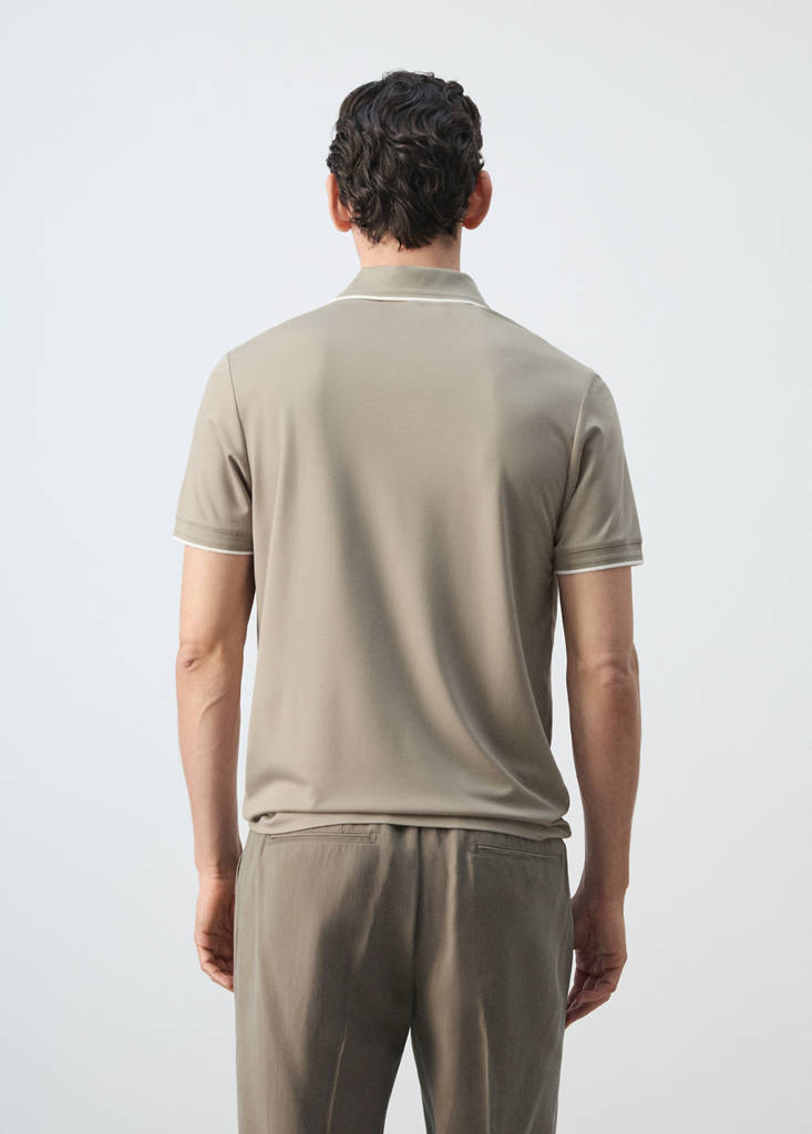 Plain polo with contrast details — Ivory White