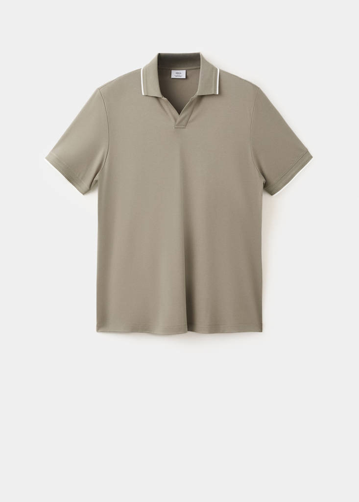 Plain polo with contrast details — Ivory White