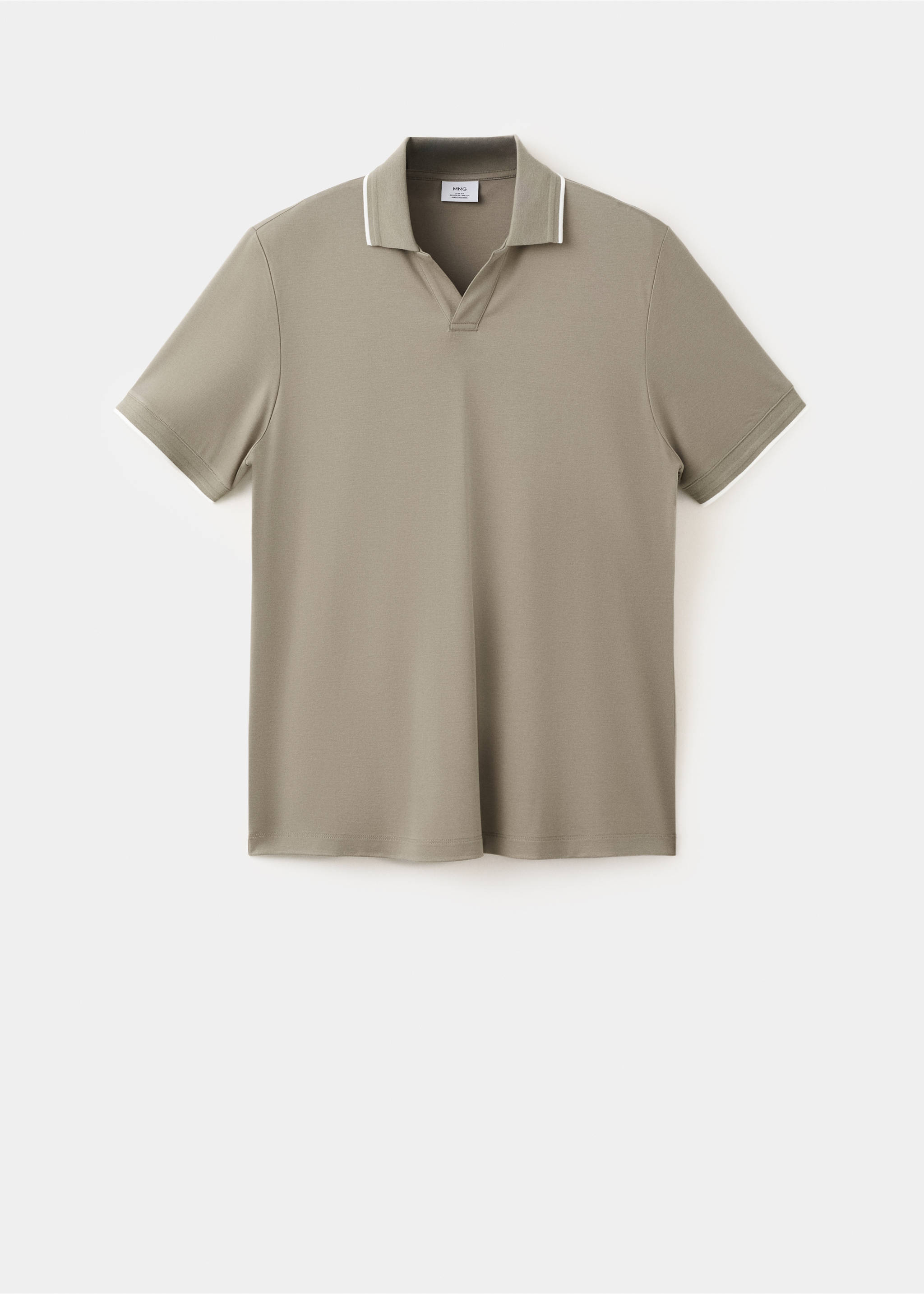 Plain cotton polo shirt - Article without model, Ivory White. Ref: 37021370-00.
