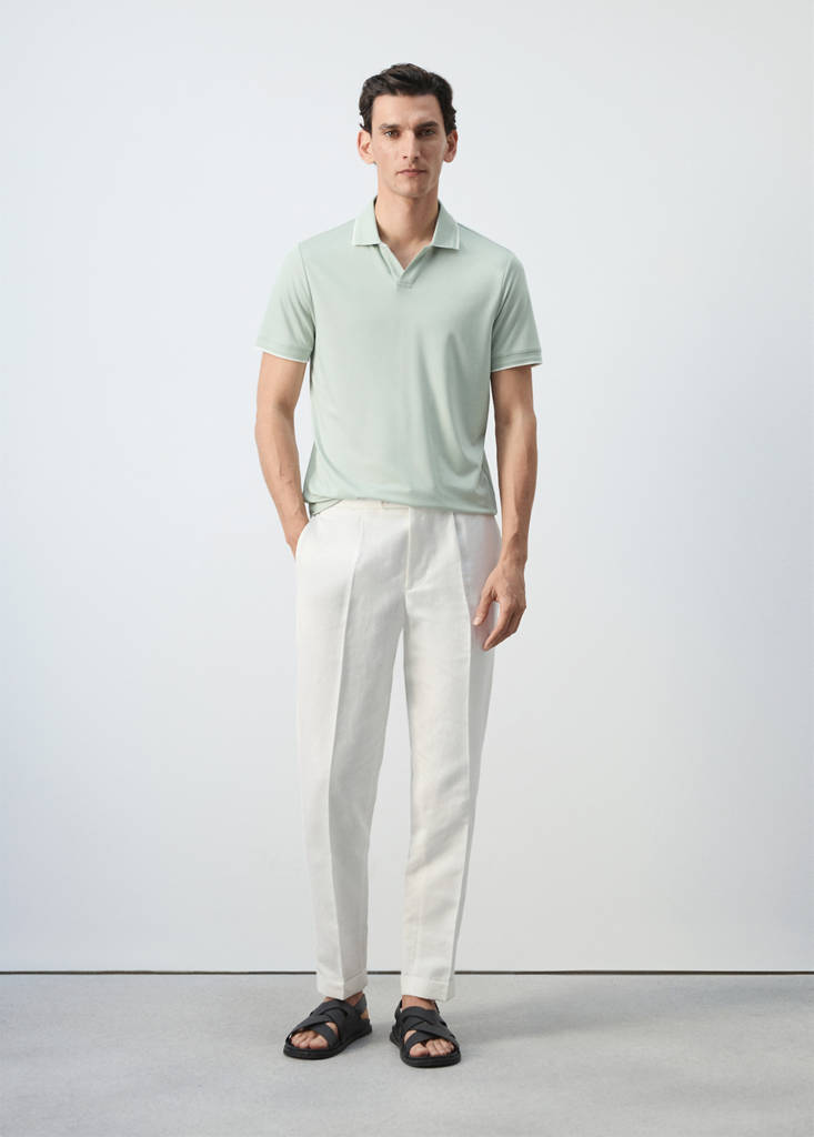 Plain polo with contrast details — Pastel Green