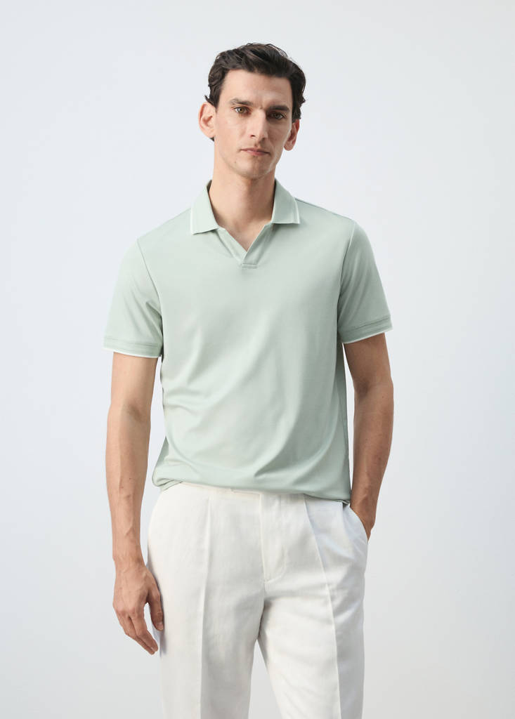 Plain polo with contrast details — Pastel Green