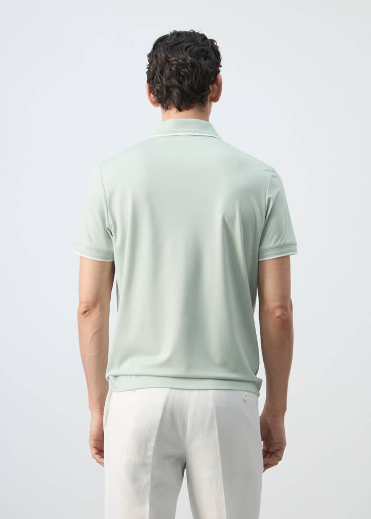 Plain polo with contrast details — Pastel Green