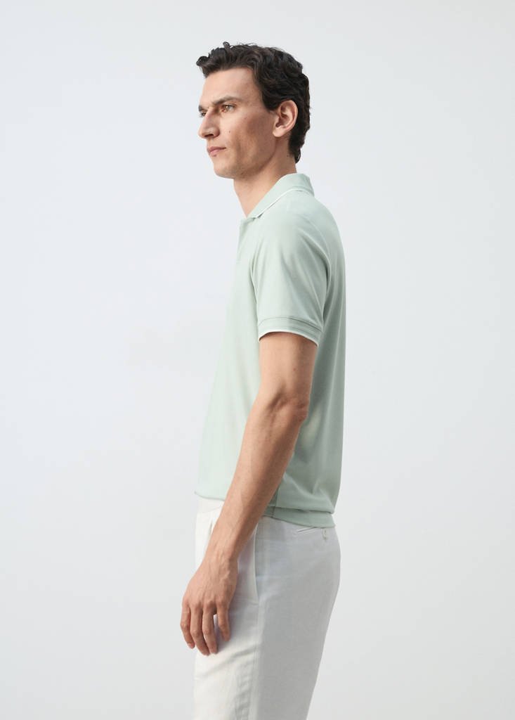 Plain polo with contrast details — Pastel Green