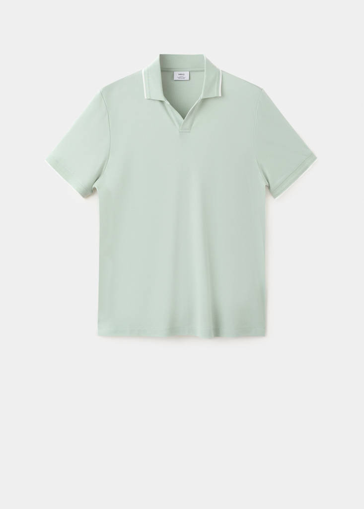 Plain polo with contrast details — Pastel Green