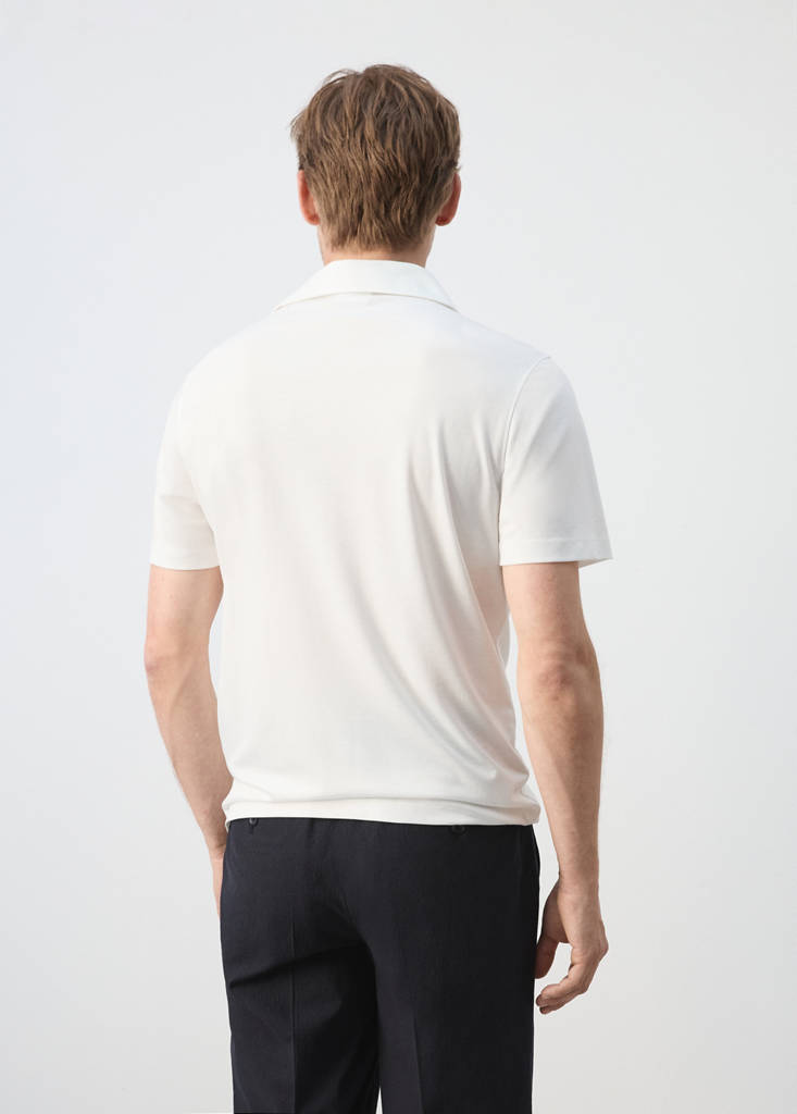 Regular fit zip polo — White