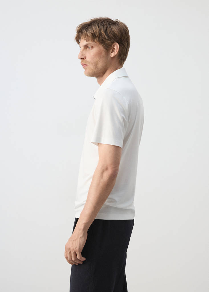 Regular fit zip polo — White