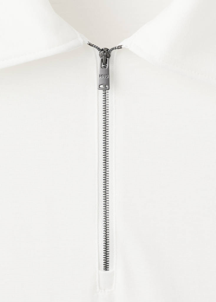 Regular fit zip polo — White